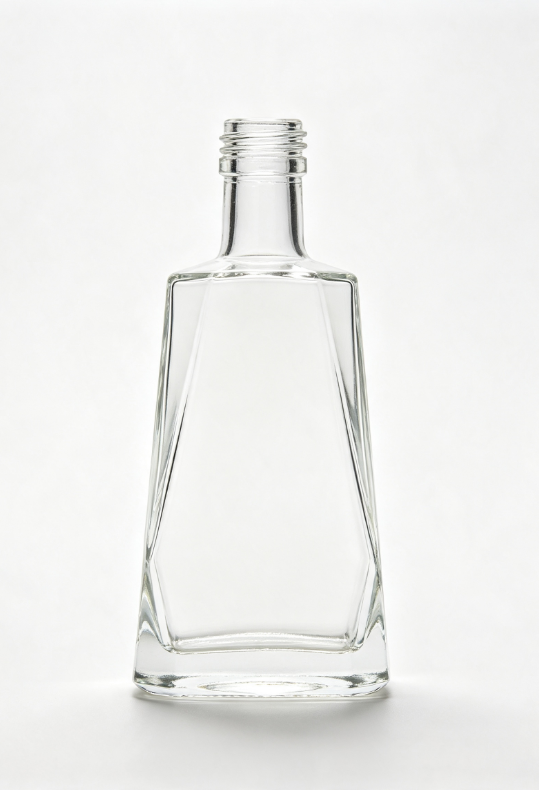 500ml trapezoidal cut pillar empty brandy glass bottle with threaded neck