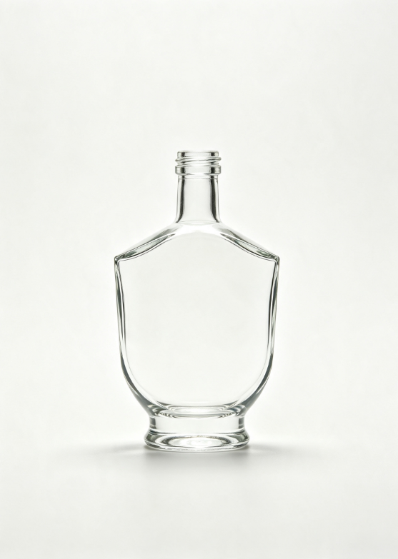 500ml shield shape cut shoulder empty brandy glass bottle with threaded neck