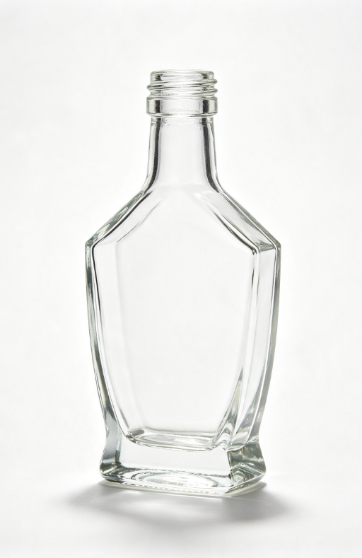 500ml shield shape cut shoulder empty brandy glass bottle with threaded neck
