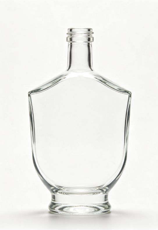 500ml shield shape cut shoulder empty brandy glass bottle with threaded neck