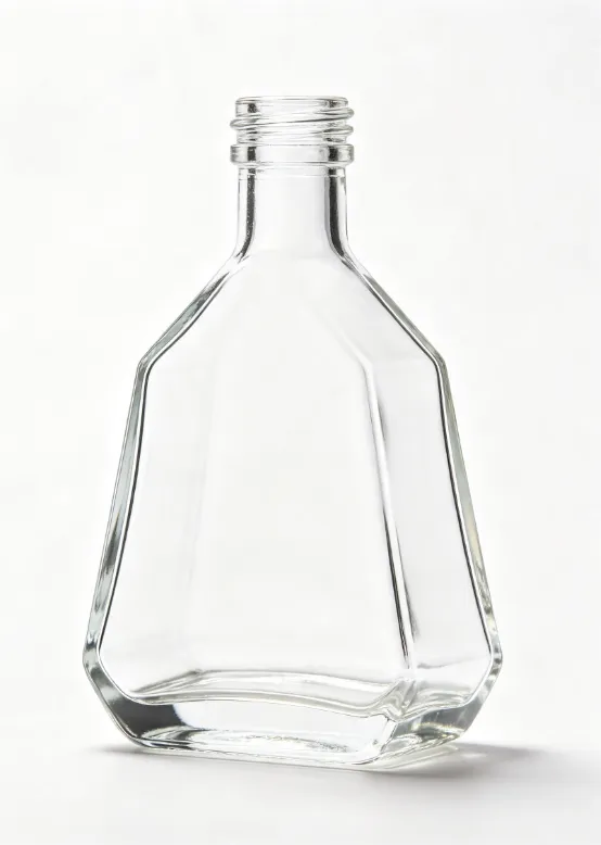 500ml rounded triangle prism empty brandy glass bottle with threaded neck