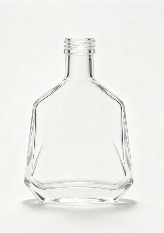 500ml rounded triangle prism empty brandy glass bottle with threaded neck