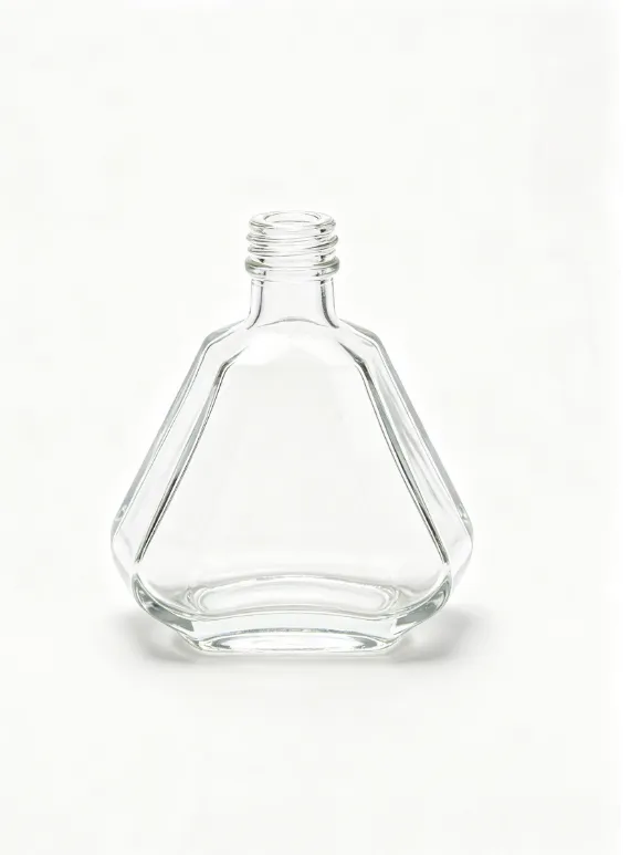 500ml rounded triangle prism empty brandy glass bottle with threaded neck