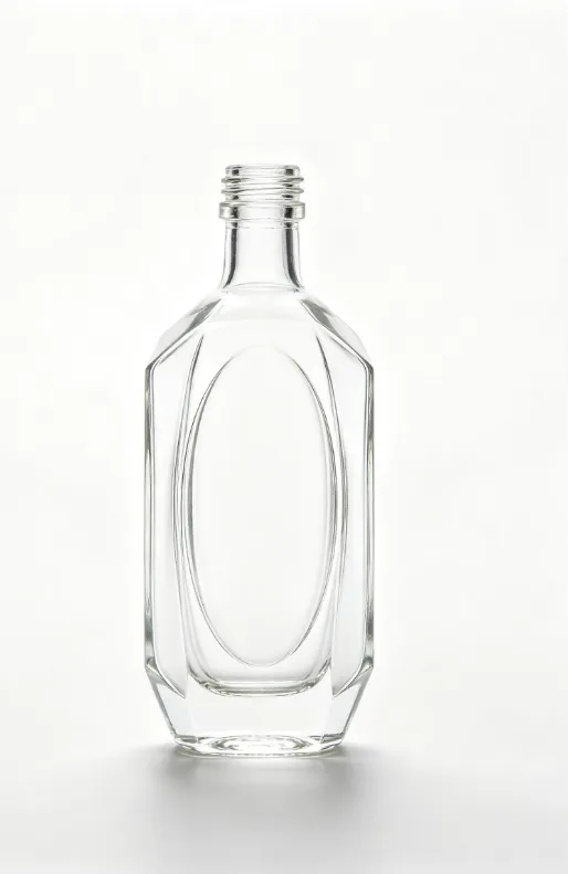 500ml vertical olive cut angle empty rum glass bottle with threaded neck