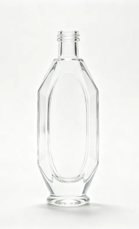 500ml vertical olive cut angle empty rum glass bottle with threaded neck