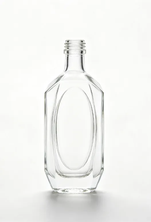 500ml vertical olive cut angle empty rum glass bottle with threaded neck