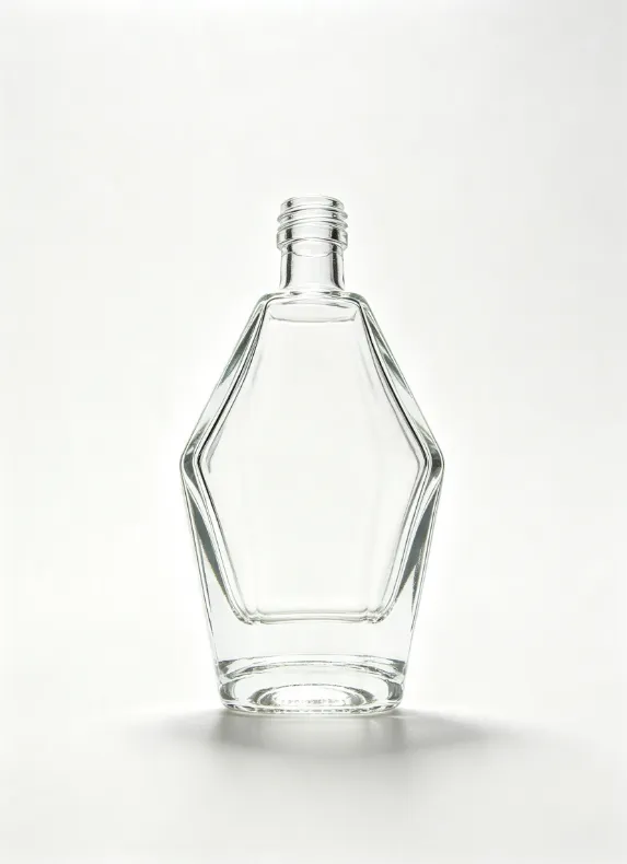500ml Vertical Olive Cut Angle Empty Rum Glass Bottle With Threaded Neck