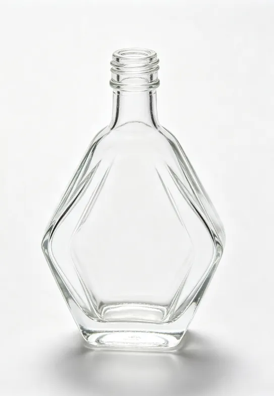 500ml Vertical Olive Cut Angle Empty Rum Glass Bottle With Threaded Neck