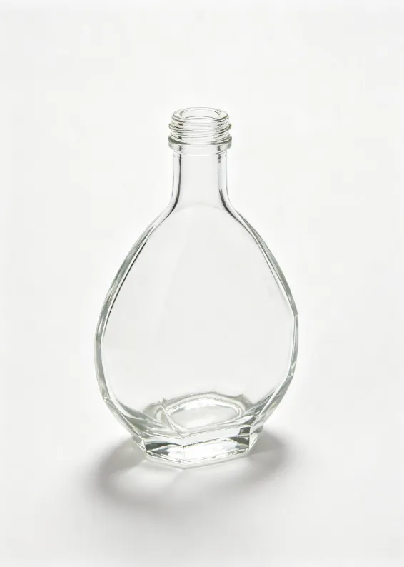 500ml water drop cut angle empty rum glass bottle with threaded neck