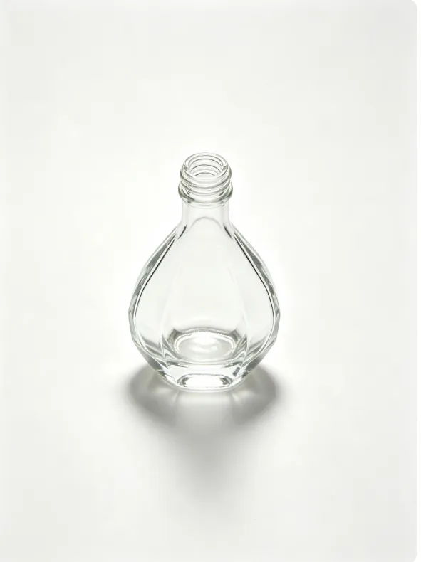 500ml water drop cut angle empty rum glass bottle with threaded neck