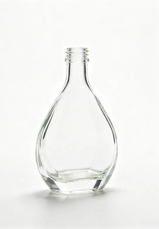 500ml water drop cut angle empty rum glass bottle with threaded neck