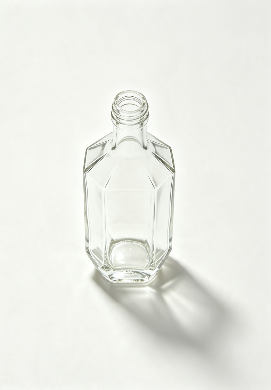 500ml gem chamfer empty rum glass bottle with threaded neck