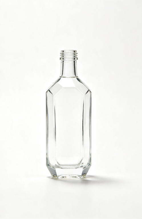 500ml gem chamfer empty rum glass bottle with threaded neck