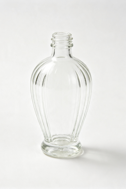 500ml spindle concave vertical strip empty rum glass bottle with threaded neck