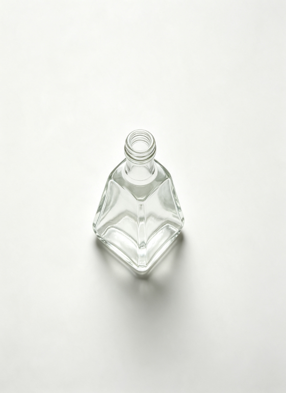 500ml rounded triangular prism empty rum glass bottle with threaded neck