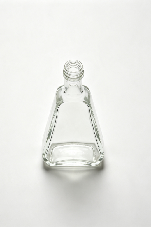 500ml rounded triangular prism empty rum glass bottle with threaded neck