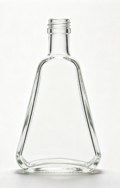 500ml rounded triangular prism empty rum glass bottle with threaded neck