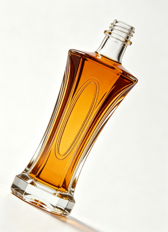 3000ml Amber Wing Arc Empty Brandy Glass Bottle With Threaded Neck