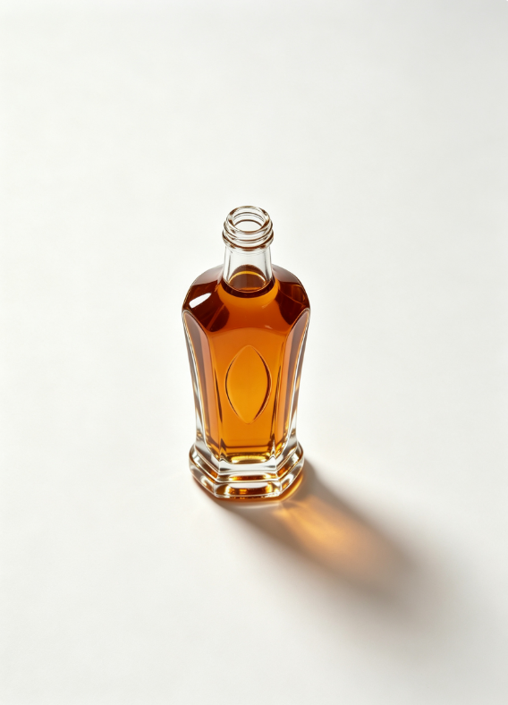 3000ml Amber Ridge Arc Empty Brandy Glass Bottle With Threaded Neck