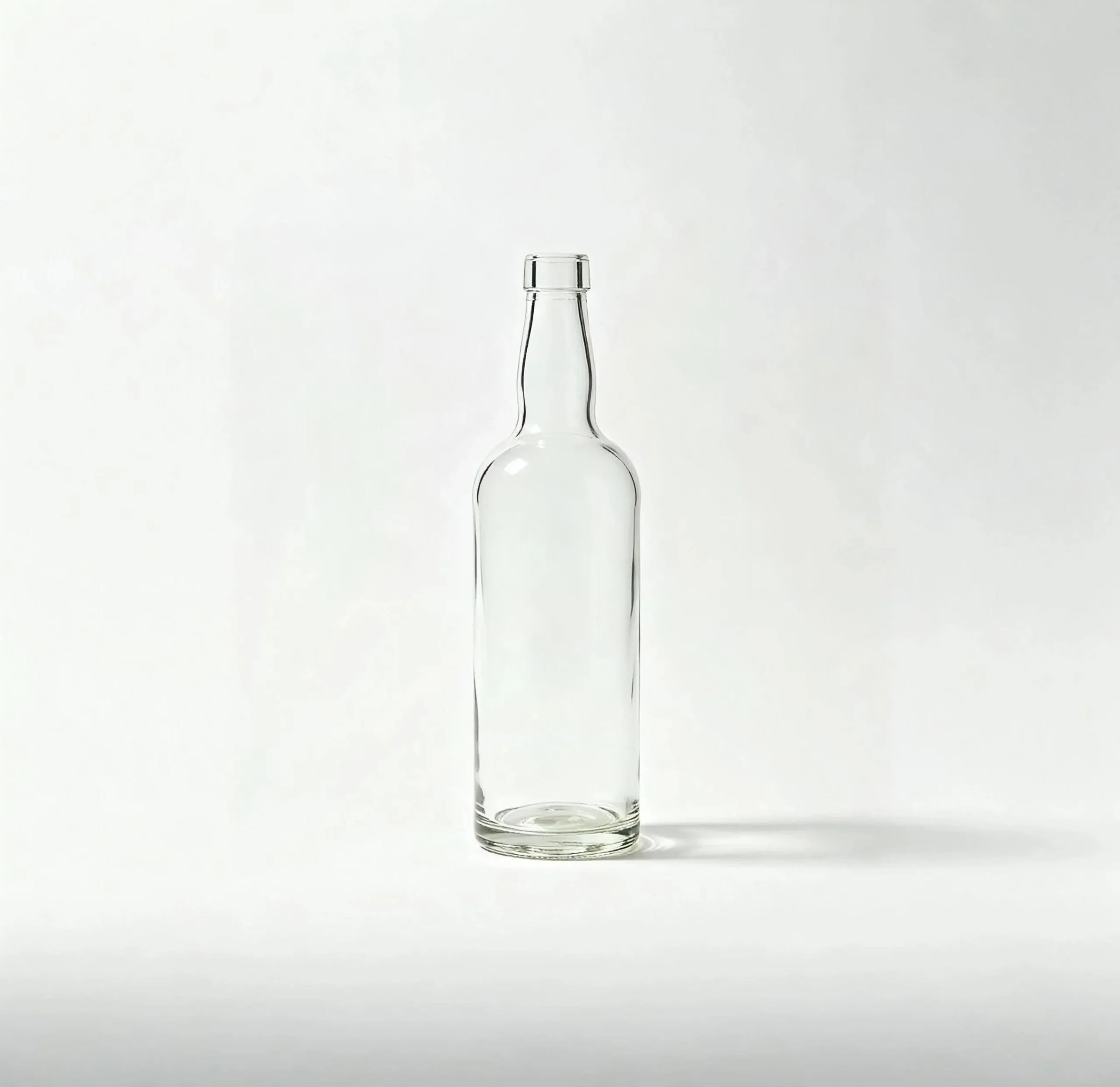 700ml empty round whiskey glass bottle front view