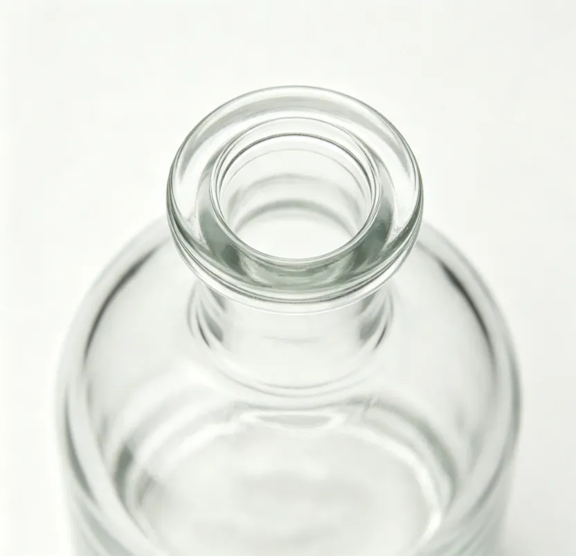500ml empty round spirit glass bottle flat mouth front view bare clear glass