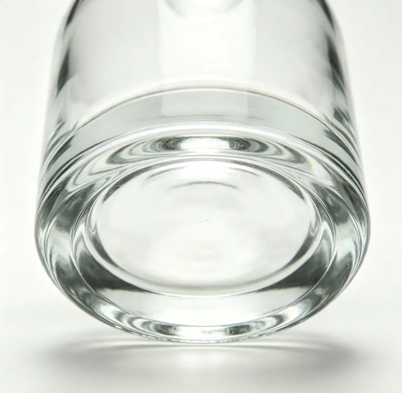 500ml empty round spirit glass bottle flat mouth front view bare clear glass