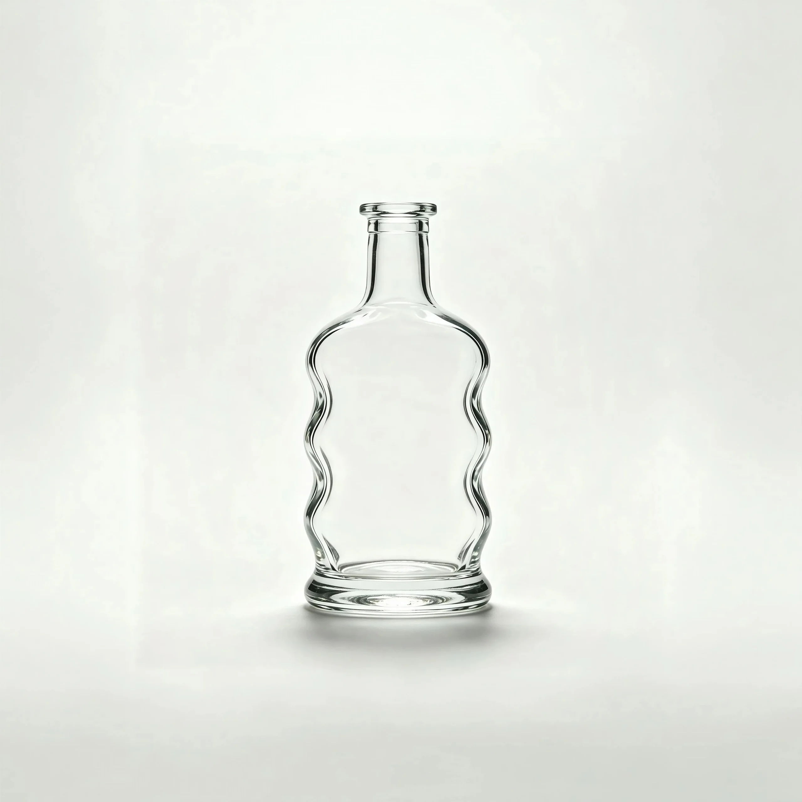 700ml wavy shape whiskey glass bottle, clear empty spirit bottle, blank for custom label