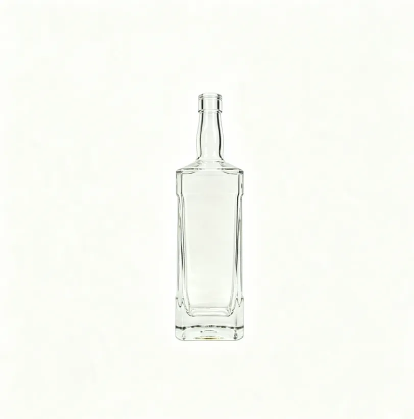 750ml Square Flat Mouth Thread-Free Whiskey Glass Bottle