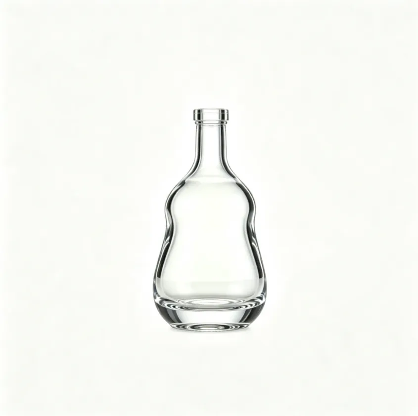 750ml gourd shape flat mouth non-thread empty whiskey glass bottle thick base