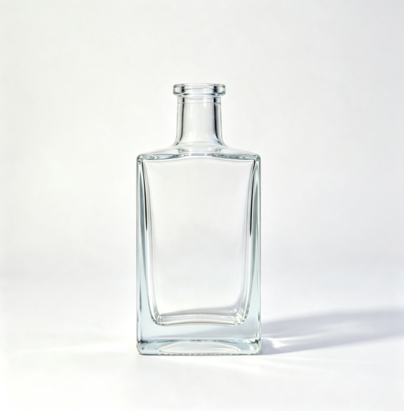 700ml square glass whiskey bottle clear empty spirit bottle