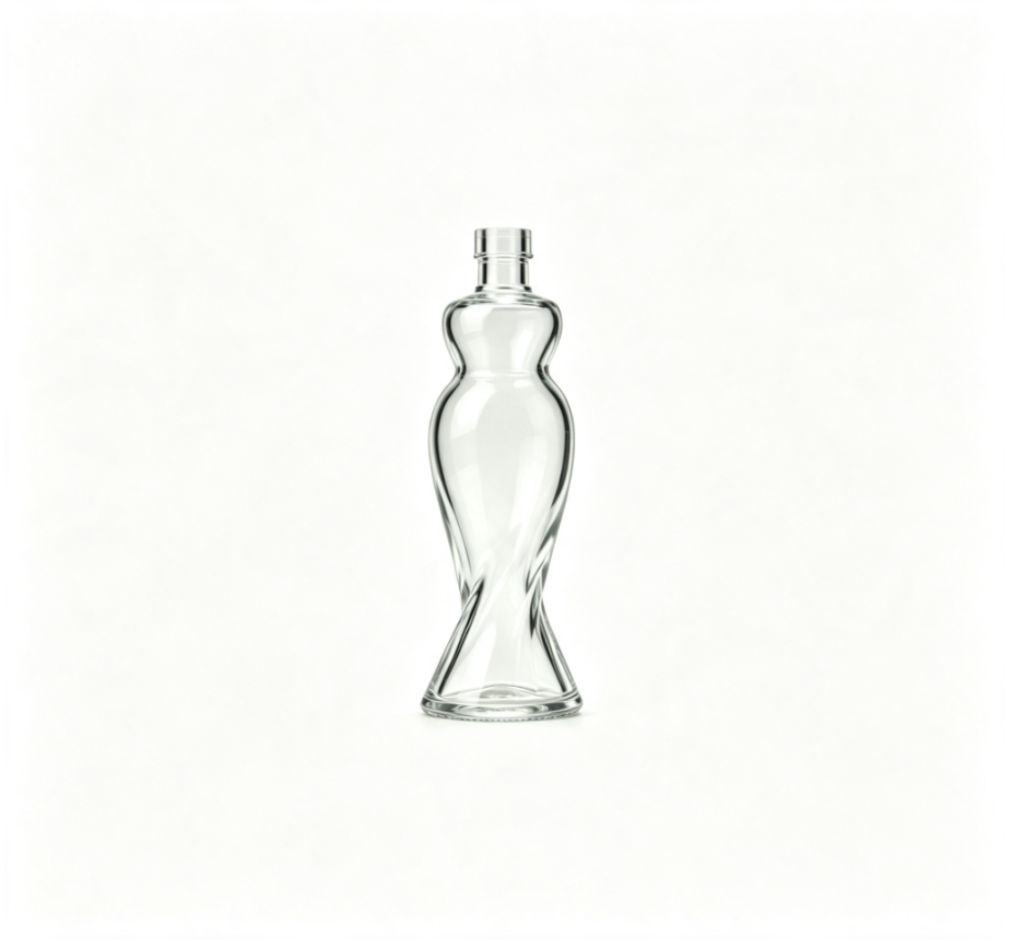 500ml lady shape twisted tequila glass bottle empty clear liquor bottle