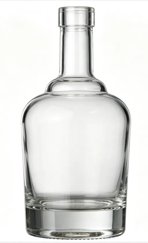 750ml thick base round shoulder whiskey glass bottle empty clear spirit bottle