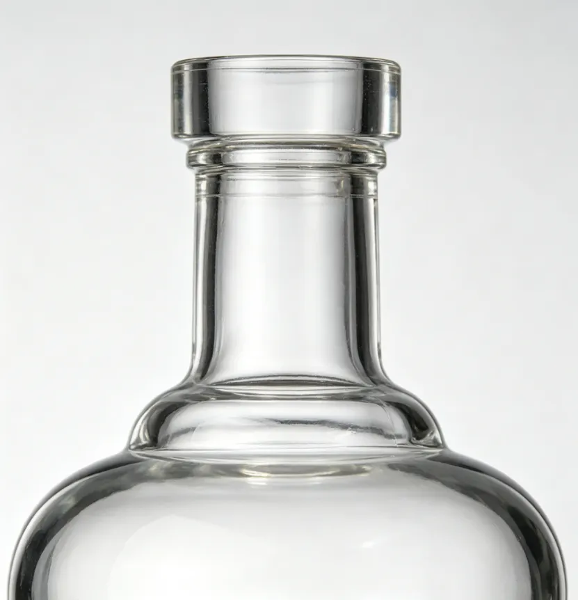 750ml thick base round shoulder whiskey glass bottle empty clear spirit bottle