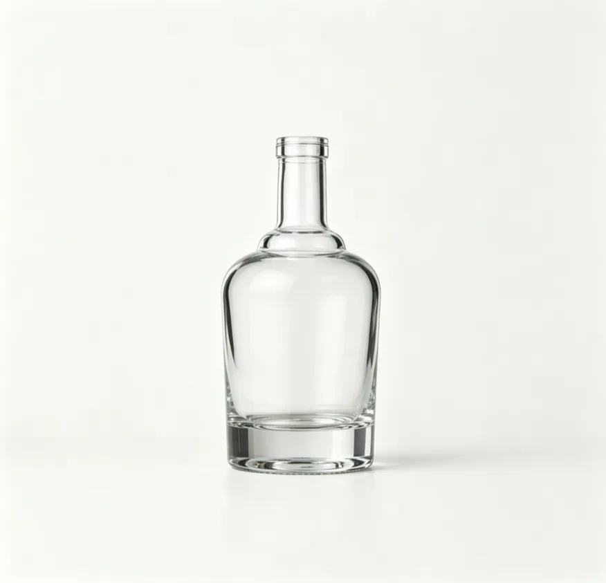 750ml thick base round shoulder whiskey glass bottle empty clear spirit bottle