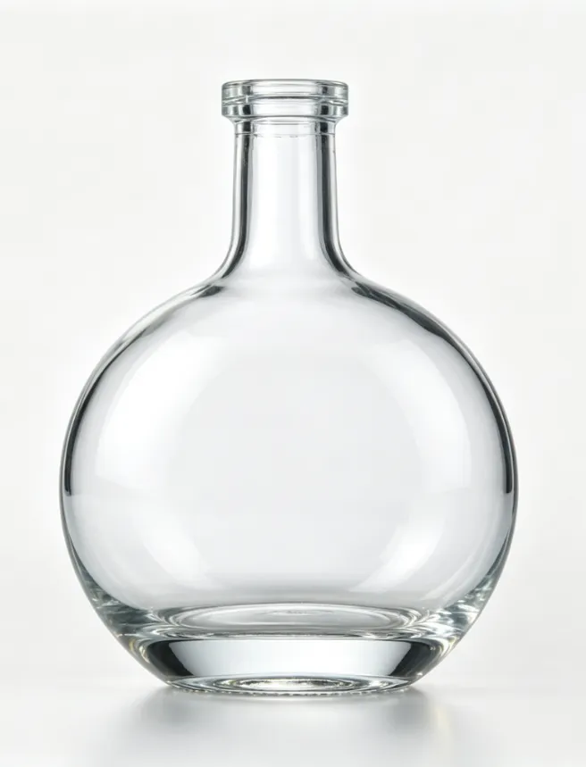1000ml round bulbous whiskey glass bottle empty clear spirit bottle