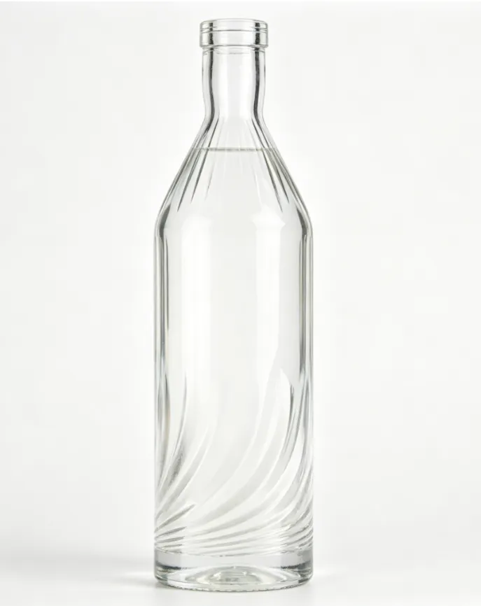 700ml tequila glass bottle twisted ribbed clear glass spirit bottle