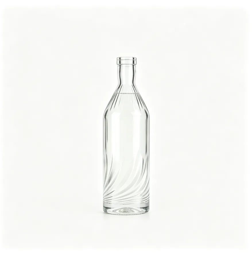700ml tequila glass bottle twisted ribbed clear glass spirit bottle
