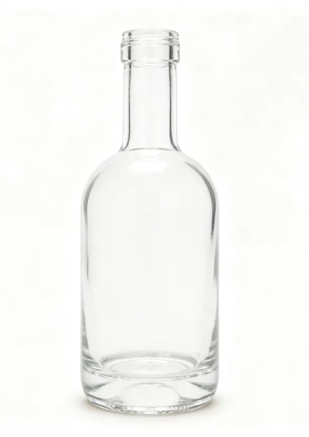 375ml round screw neck whisky glass bottle empty clear spirit glass container