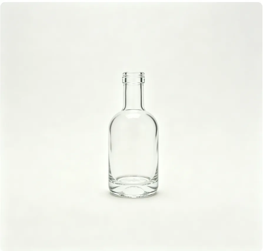 375ml round screw neck whisky glass bottle empty clear spirit glass container