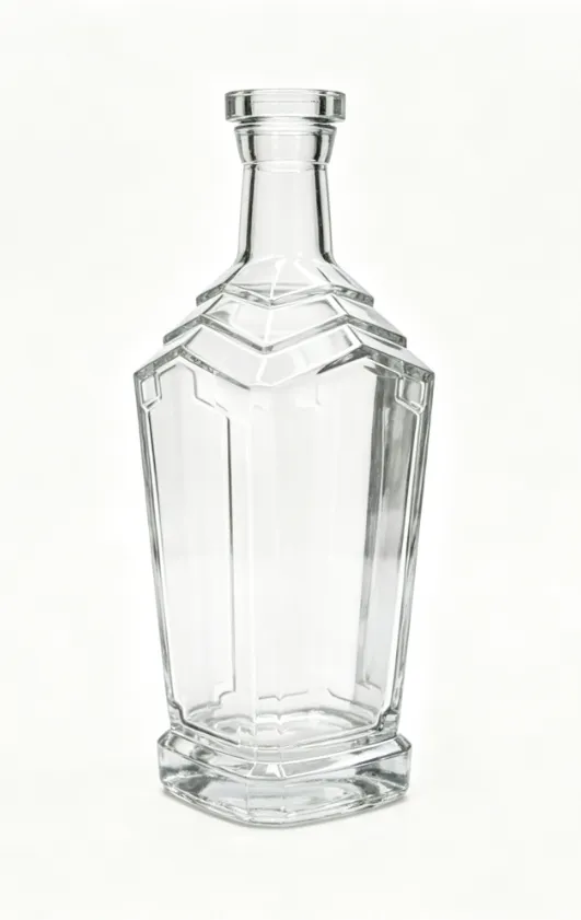 500ml clear faceted tequila glass bottle