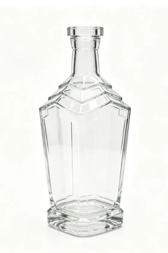 500ml clear faceted tequila glass bottle