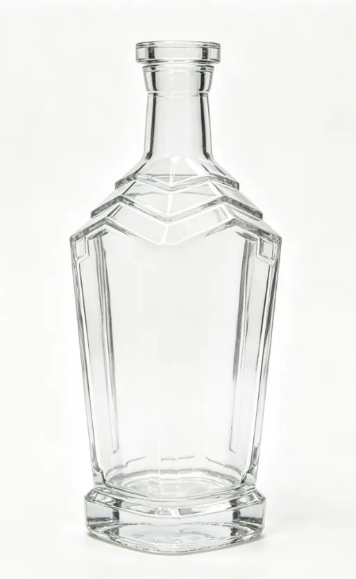500ml clear faceted tequila glass bottle