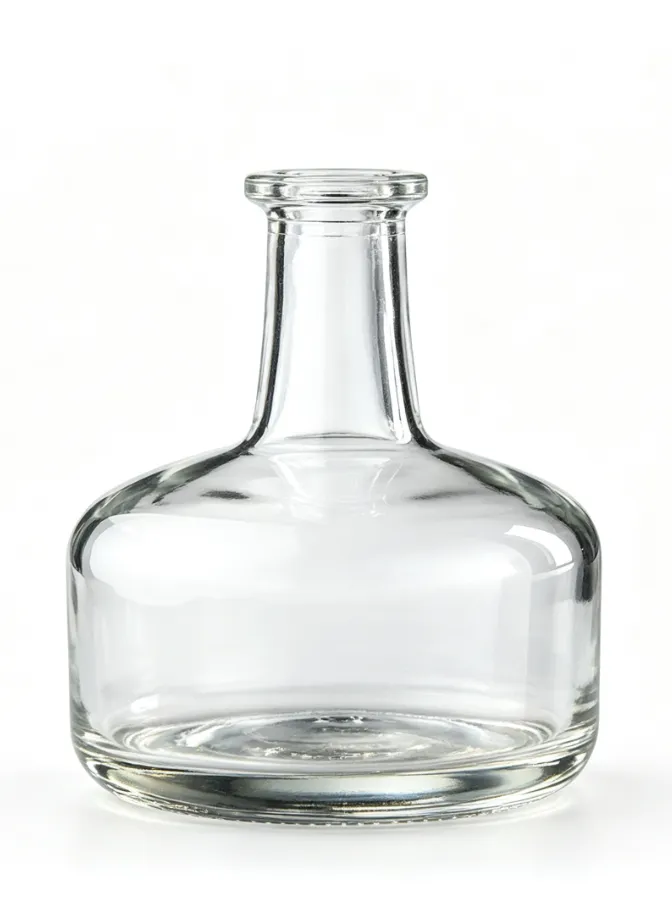 375ml clear round short‑neck tequila glass bottle