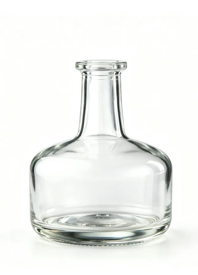 375ml clear round short‑neck tequila glass bottle