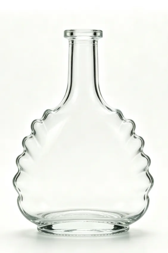 750ml scallop shell shape tequila glass bottle blank bare bottle