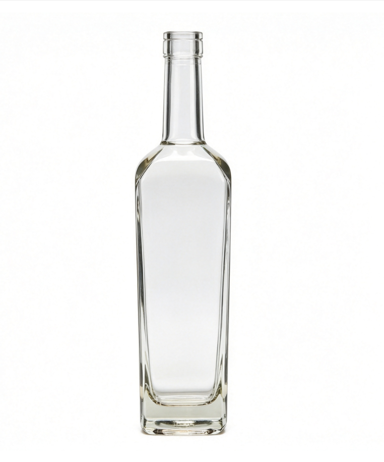 1000ml Tall Bevel‑Square Tequila Glass Bottle clear naked flat‑mouth no‑thread large spirit bottle