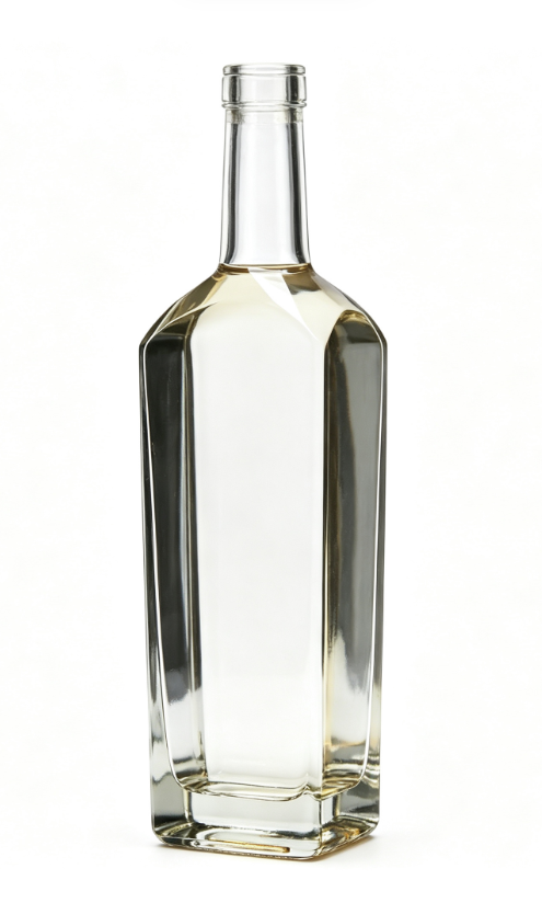 1000ml Tall Bevel‑Square Tequila Glass Bottle clear naked flat‑mouth no‑thread large spirit bottle