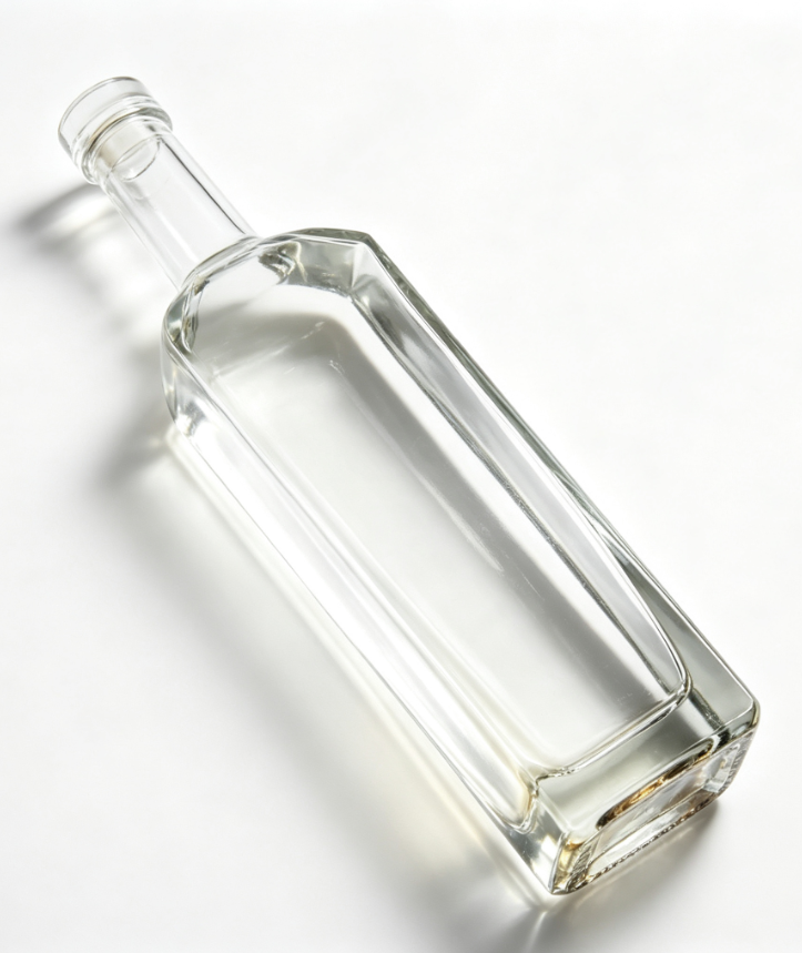 1000ml Tall Bevel‑Square Tequila Glass Bottle clear naked flat‑mouth no‑thread large spirit bottle