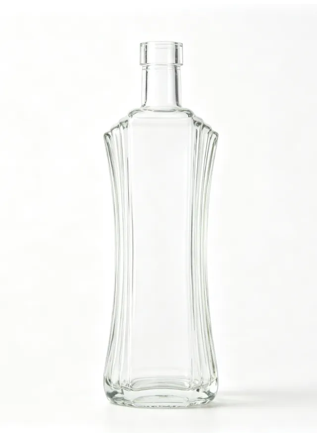 500ml Curved Fluted Tequila Glass Bottle clear naked flat mouth empty spirit bottle