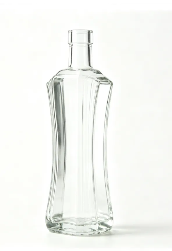 500ml Curved Fluted Tequila Glass Bottle clear naked flat mouth empty spirit bottle